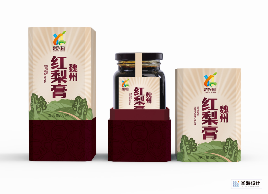 梨兴园魏州红梨膏单瓶礼盒装|梨兴园品牌|杭州包装设计有限公司|品牌包装设计