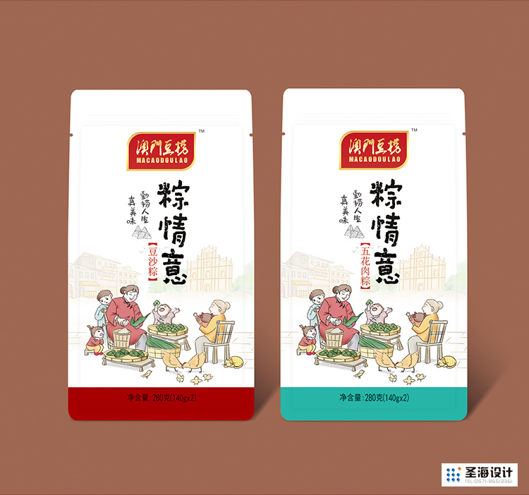 鲜肉粽蛋黄肉粽板栗肉粽蜜枣粽豆沙粽五花肉粽包装粽情意礼盒包装设计