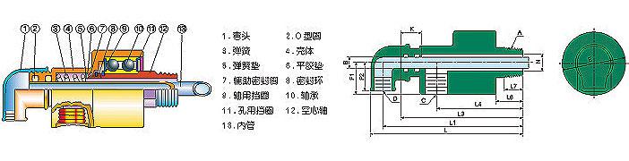 通冷却水旋转接头（HS-X型）内部结构图