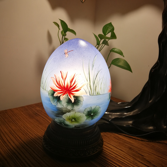 荷葉蜻蜓手繪燈