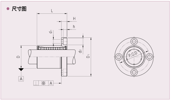 直线轴承圆法兰型-LMF尺寸表