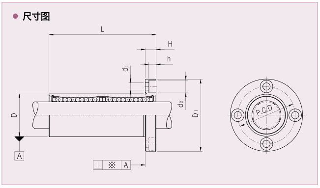 直线轴承圆法兰加长型-LMF-L尺寸表