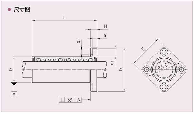 直线轴承方法兰加长型-LMK-L尺寸表