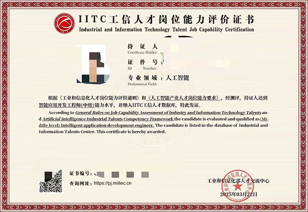 
	人工智能应用师（中级） 
