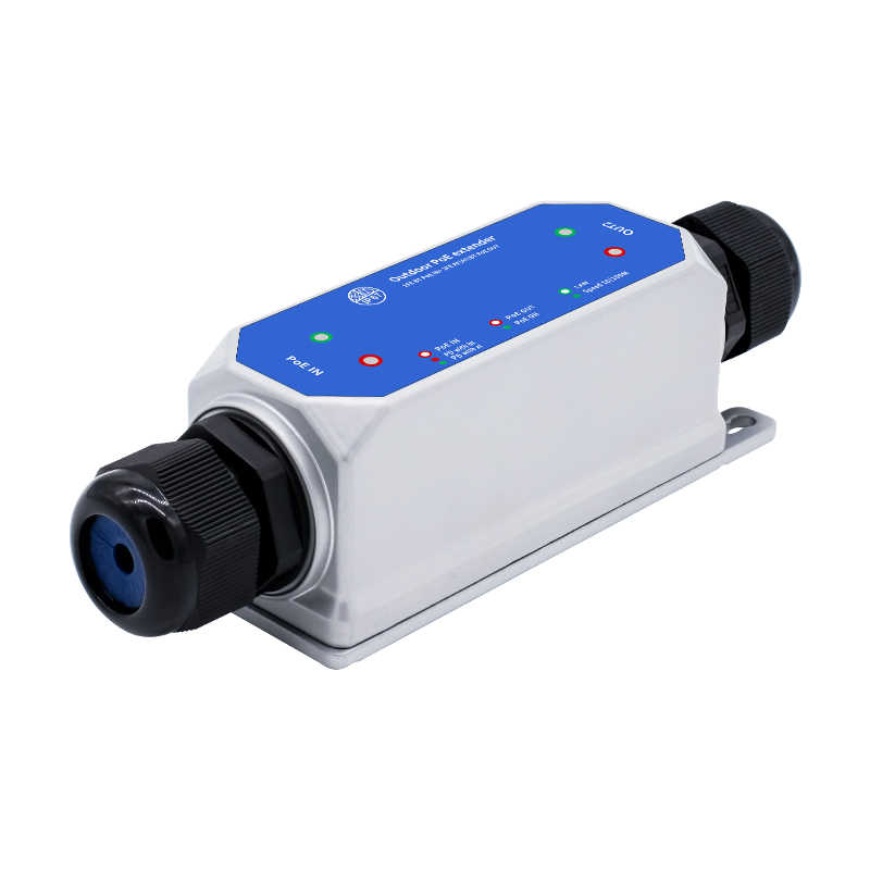 北讴标准POE延长器1进1出/1进2出百兆千兆监控48V POE供电中继器IP67户外防尘防水网线对接头防水转接头