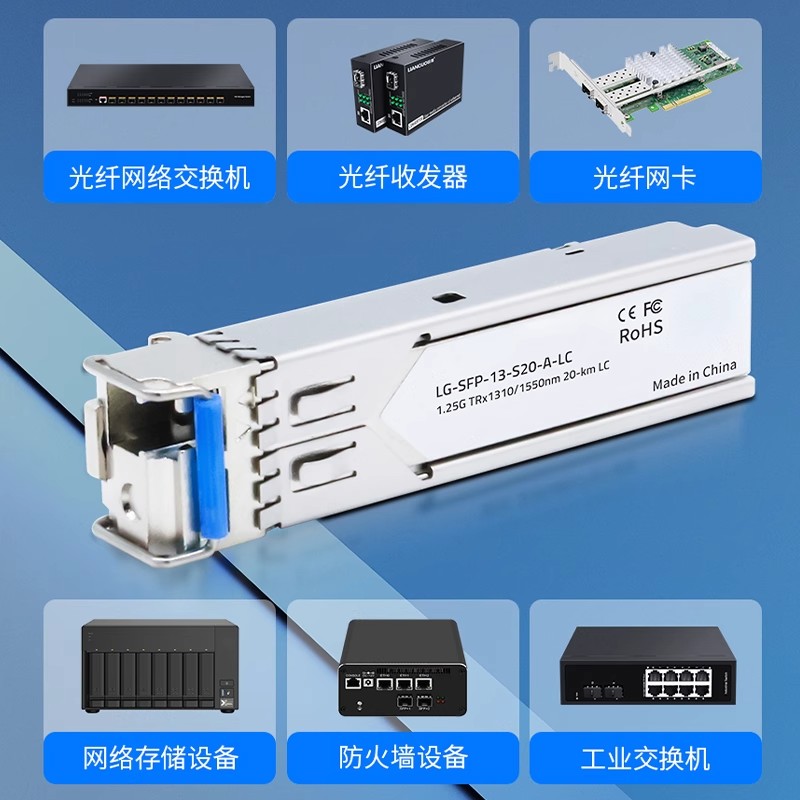 洪亚威视 单模单纤 单纤双向千兆单模单芯20KM SFP BIDI光纤模块