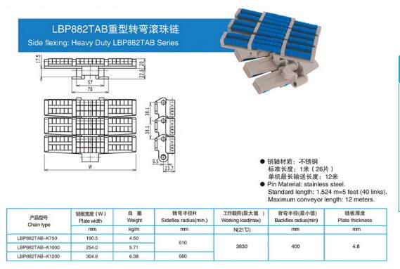 LBP882重型转弯滚珠链
