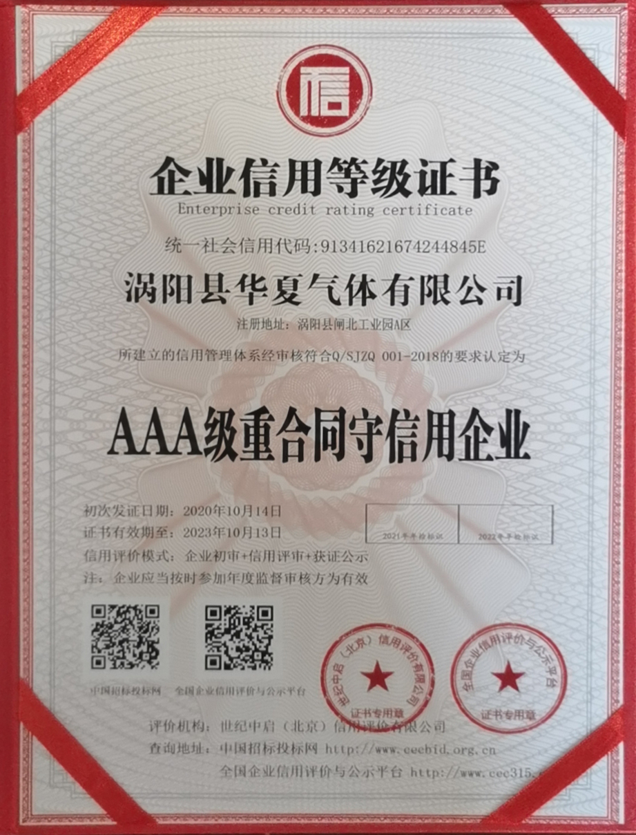 AAA级重合同守信用企业