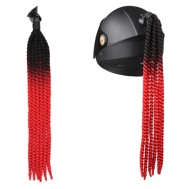 2020 new Motorcycle helmet pigtail Suction Cup Ponytail Motorcycle Helmet Pigtails Curly Braids Hair