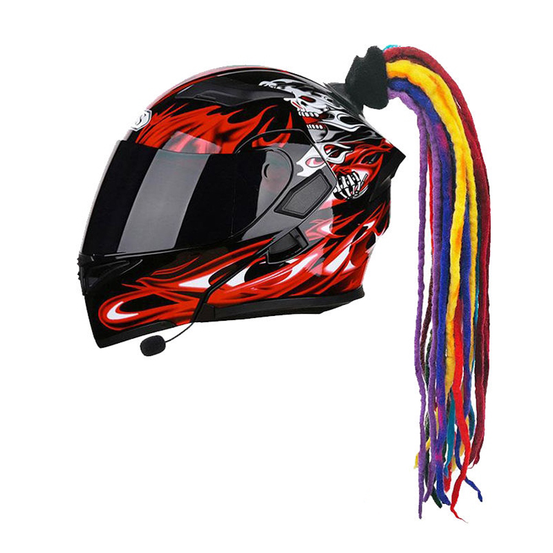 pigtail Suction Cup Ponytail Motorcycle Helmet Pigtails Curly Braids Hair Synthetic Fibre Pony Tails