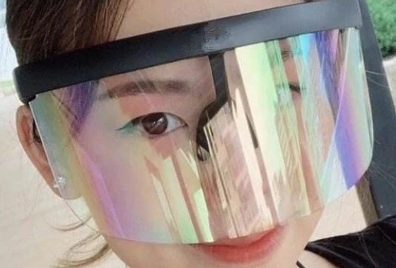 Fashion Kids Oversize Visor Style Huge Mask Color Mirror Funky shield Sunglasses visor