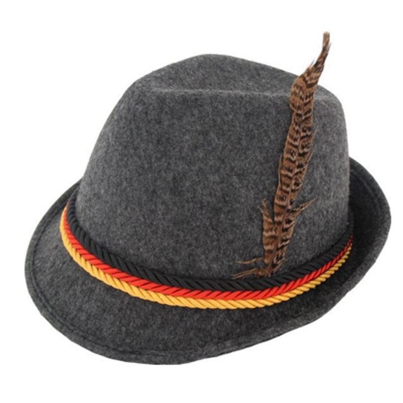 2019 how sell grey felt german alpine bavarian oktoberfest hat cap with white feather