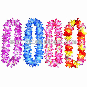 Silk or polyester Flower Leis Necklace for Party Favor and hula-hula Hawaiian Dance