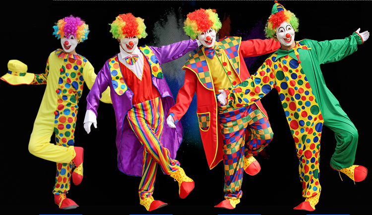 Halloween costume party magician clown clothes suit pocket kids clown costume