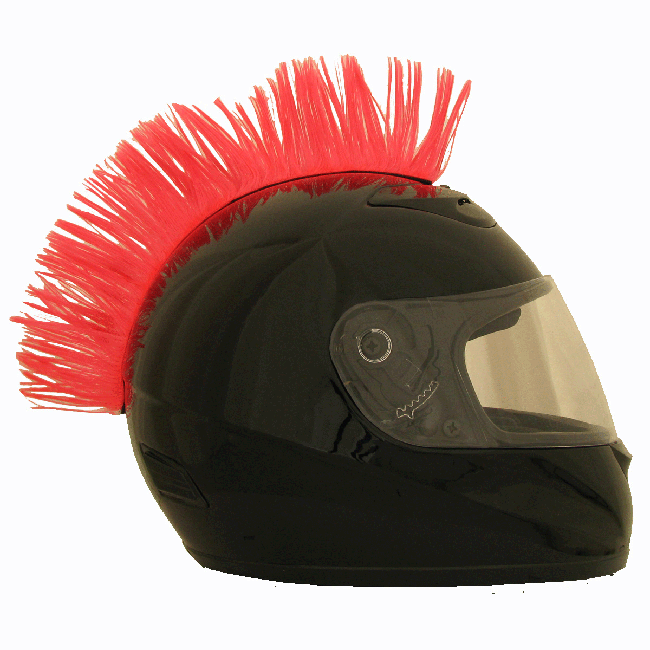 Cool red Helmet mohawk biker helmet wig