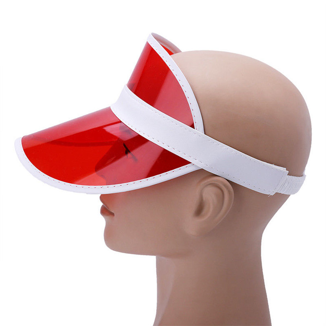 Hot red Plastic visor cap pvc sun visor visor hat