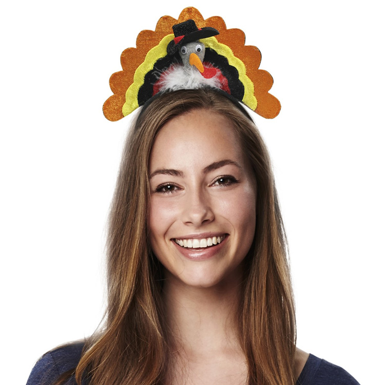 Factory hot sell lovely novelty turkey headband thanksgiving headband