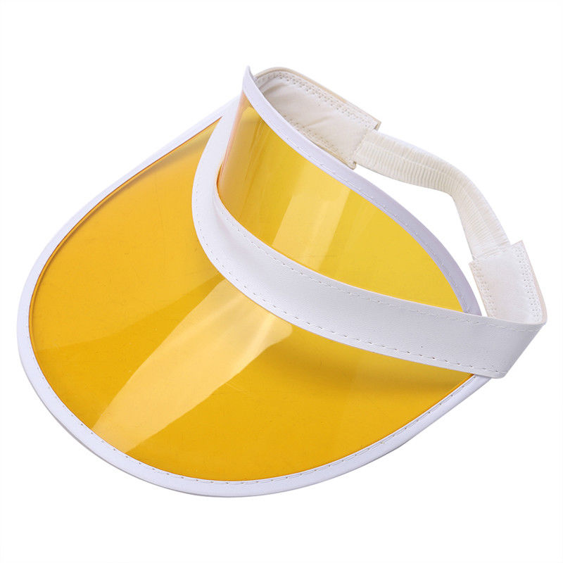Promotional orange Plastic sun Visor Cap pvc Sun Visor black trime with custom logo