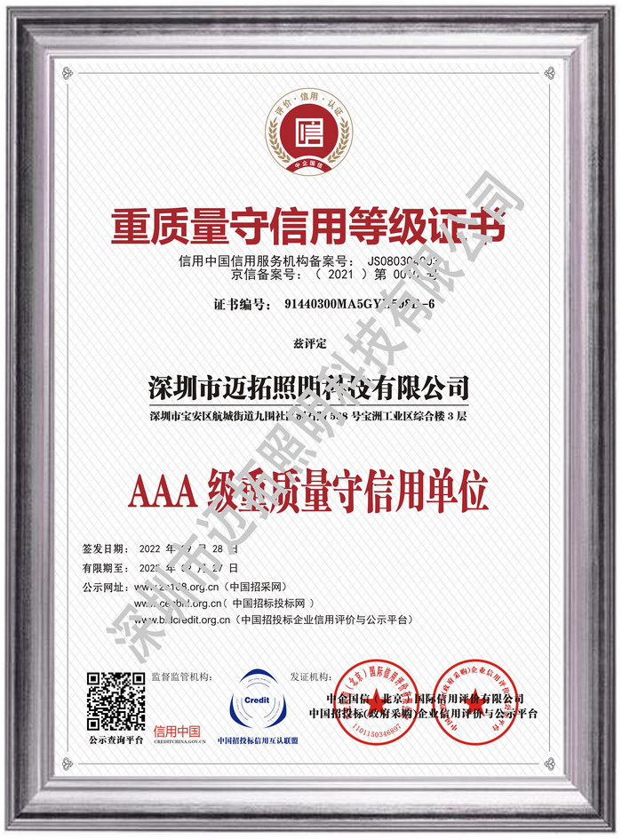 重质量守信用等级