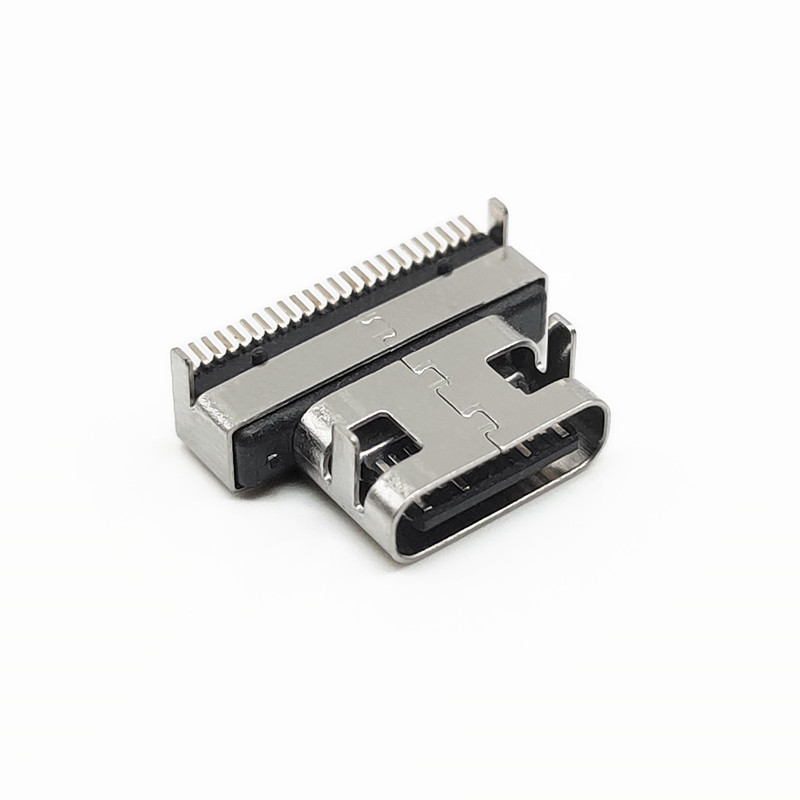 TYPE-C 24PIN母座 板上四脚插板单排SMT L=9.0MM