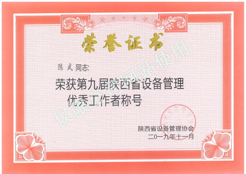 
	陕设协优秀个人陈武 
