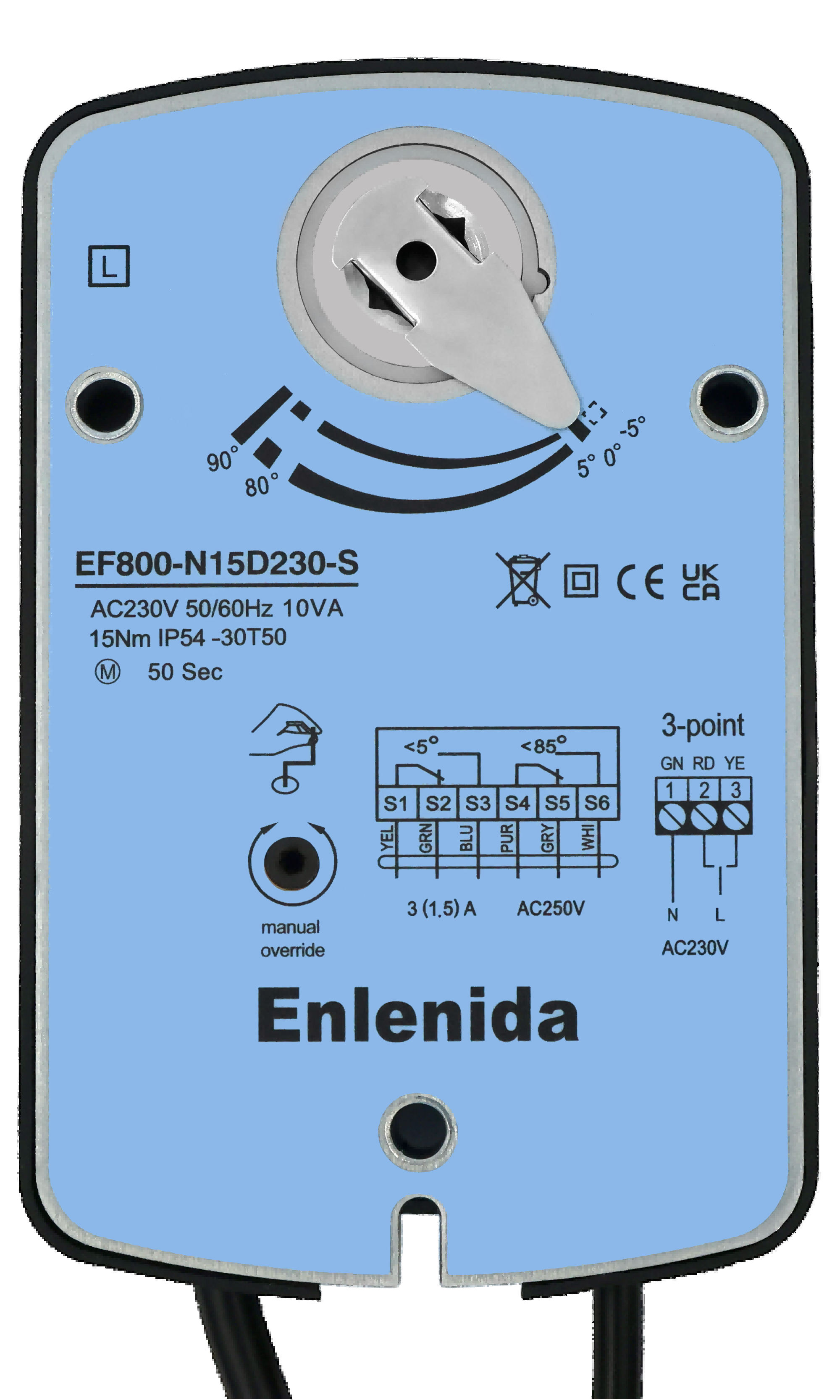EF800  Series 15 Nm Non-Spring Return Fire and Smoke Damper  Actuators