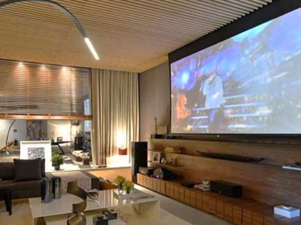 天津别墅150寸大屏家庭影院设计定制（东丽湖碧虹苑）