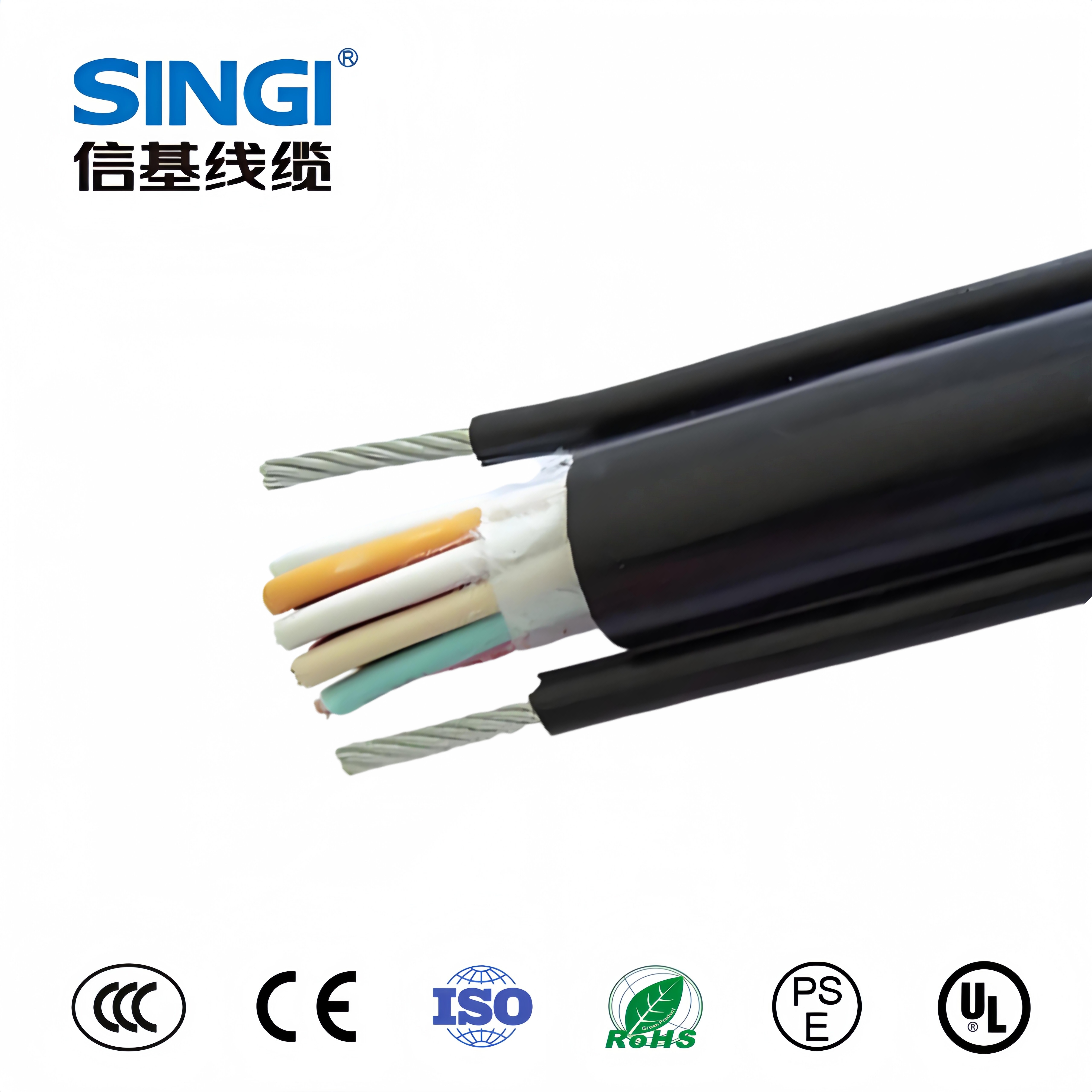 RVV2G 80℃ 300/500V 双钢丝葫芦手柄电缆