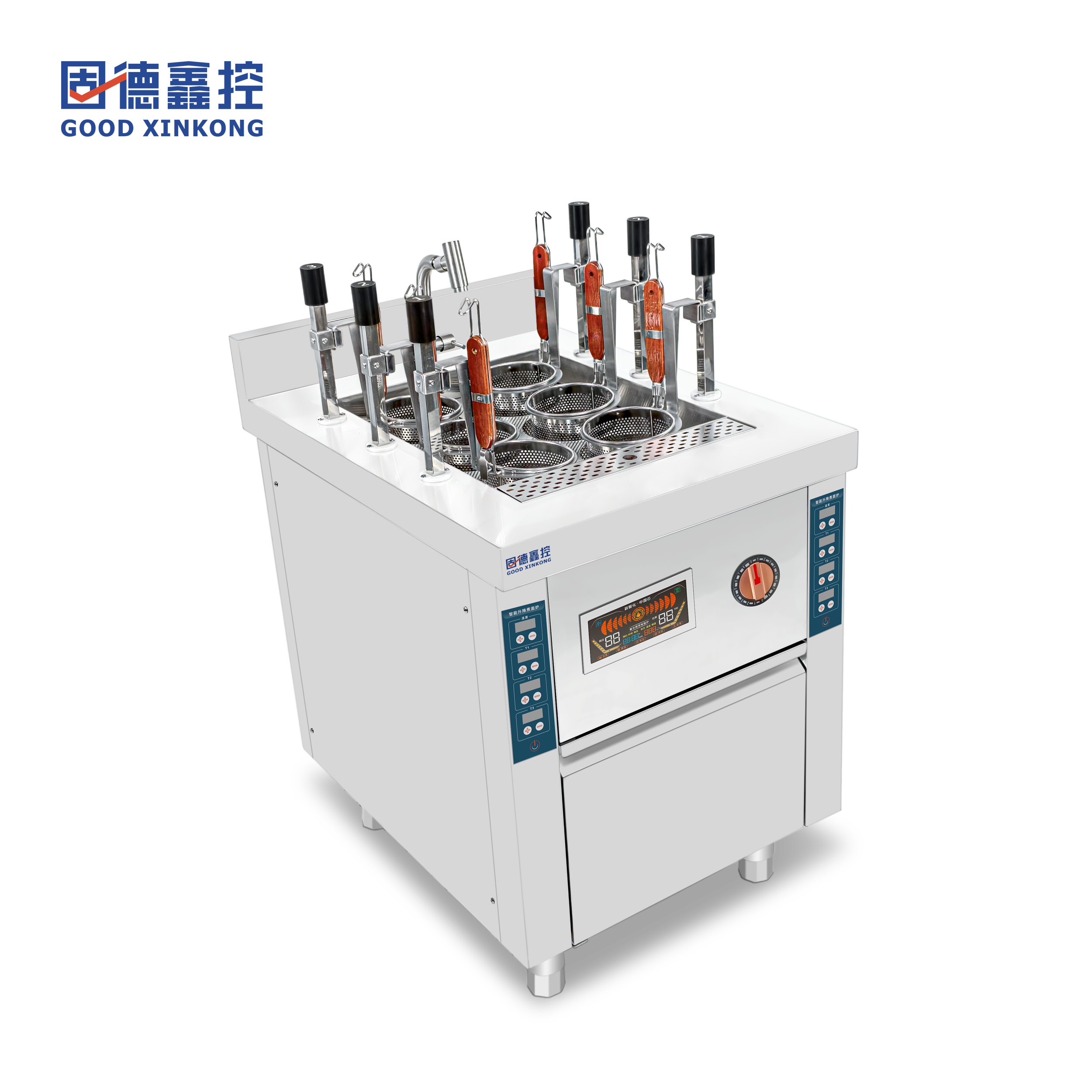 数控电磁六头自动升降煮面炉