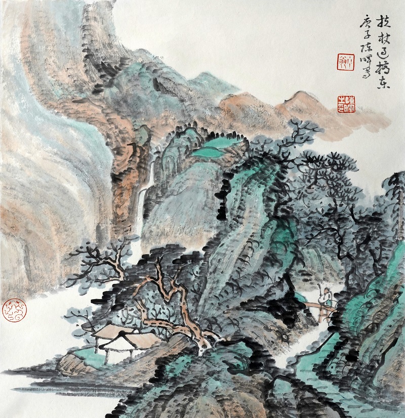 扶杖過橋東 48x45
