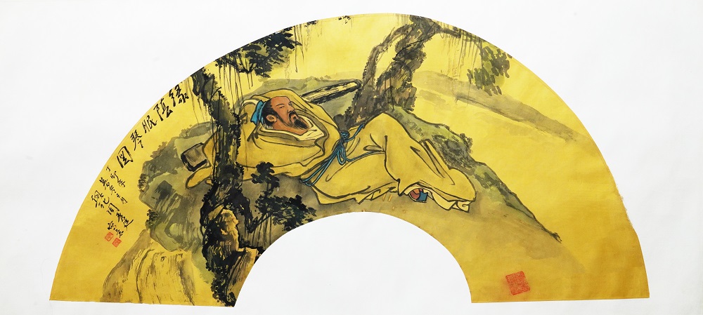 003 周秀廷 綠蔭眠琴圖 76x157