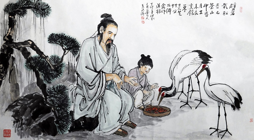 010 周秀廷 戏鹤图 96x178