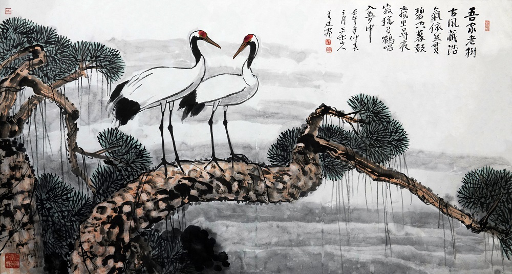 006 周秀廷 雙鶴對(duì)語(yǔ) 96x178