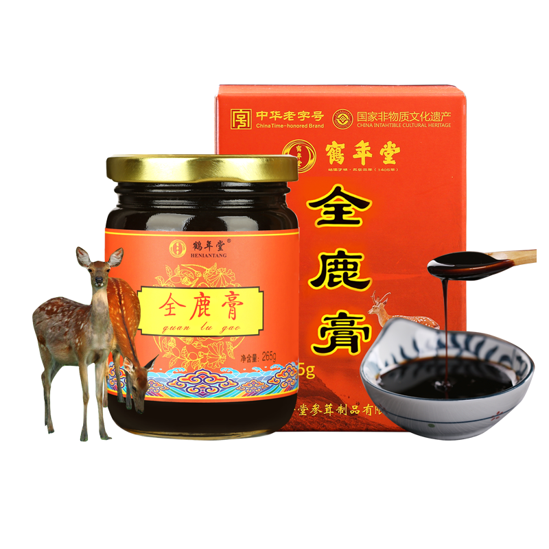 鹤年堂全鹿膏鹿鞭鹿血滋补品人参营养品传统健康茶男女滋补膏