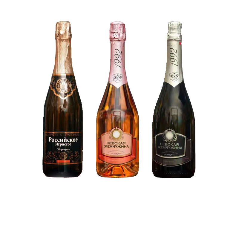 俄罗斯原装进口老莫起泡酒玫瑰红半干型葡萄酒果酒高泡香槟气泡酒