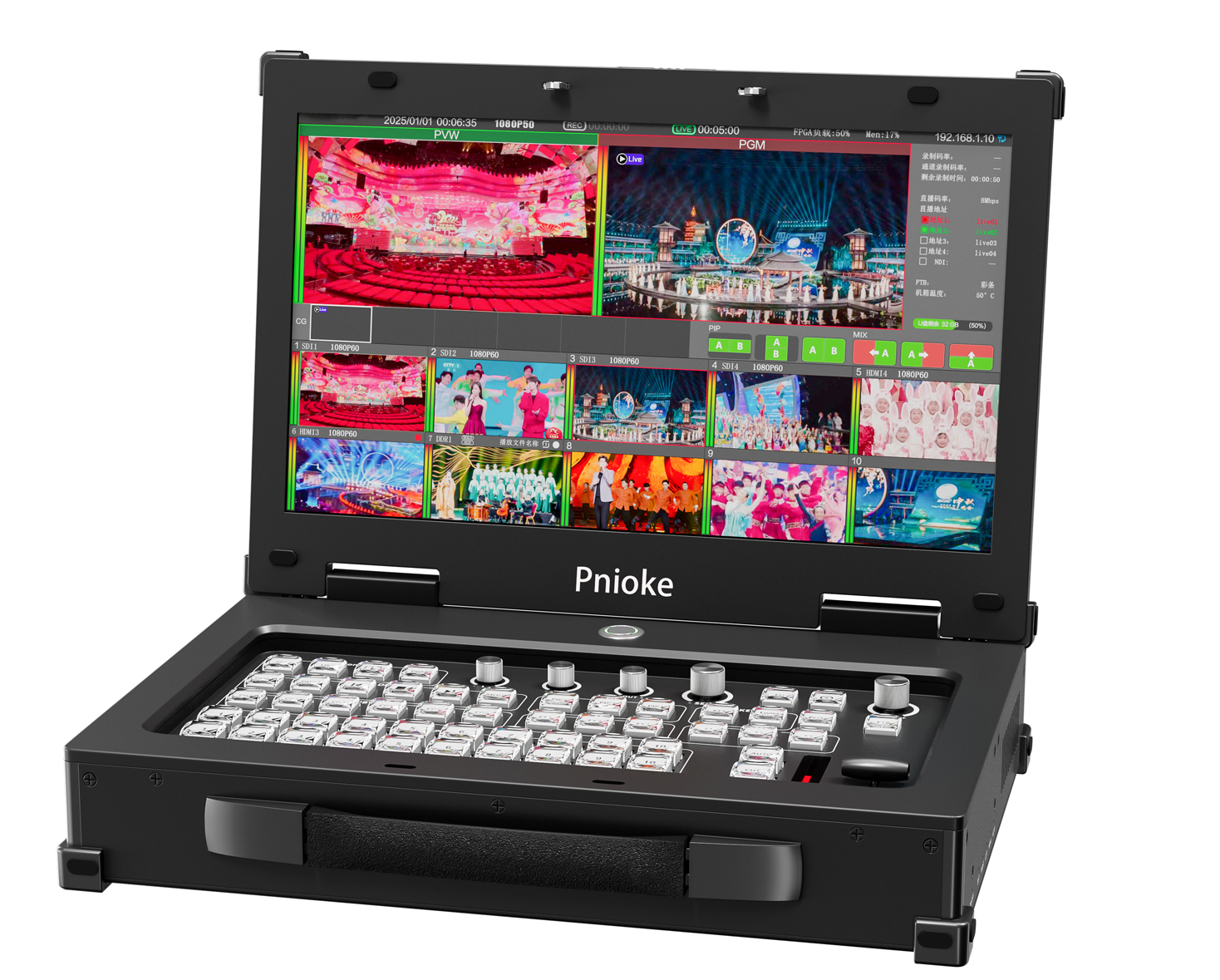 4路SDI+4路HDMI+4路IP10通道导播台