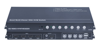 HDMI高清KVM无缝切换四画面分割器