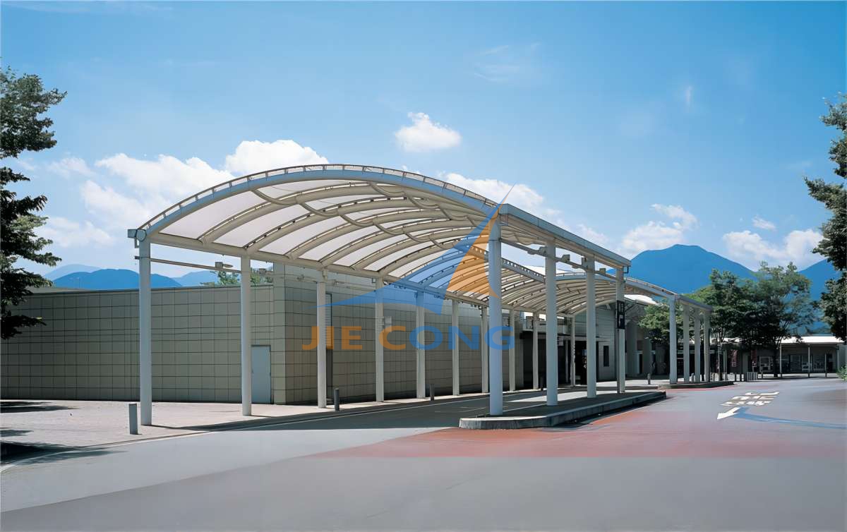 中央自动车道谈合板膜结构遮阳雨棚