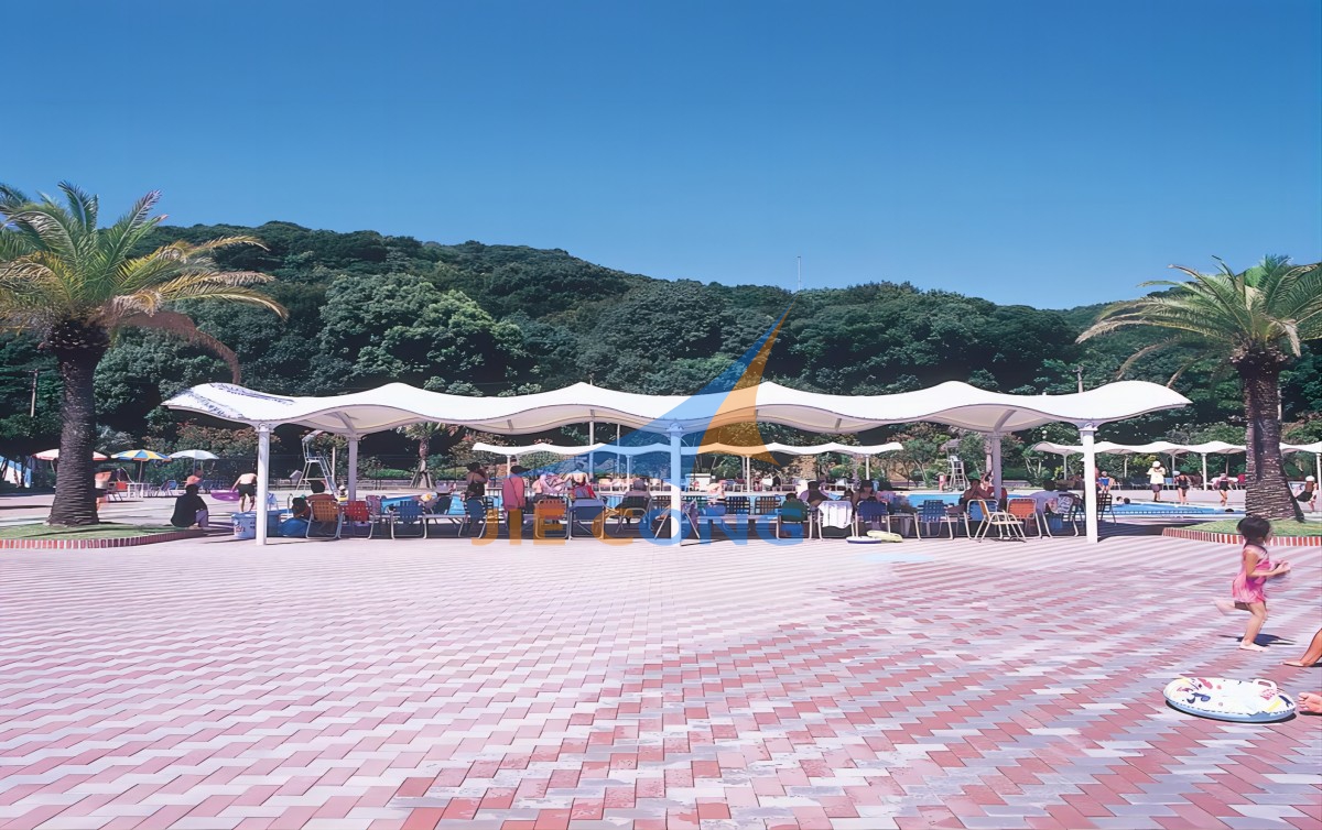 长崎县运动公园游泳池膜结构遮阳雨棚