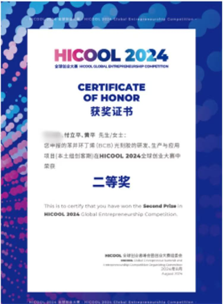 <p>
	HiCool2024全球创业大赛二等奖
</p>