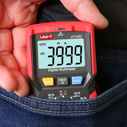 优利德UT125C数字万用表高精度全自动测电容表小型防烧电工万能表
