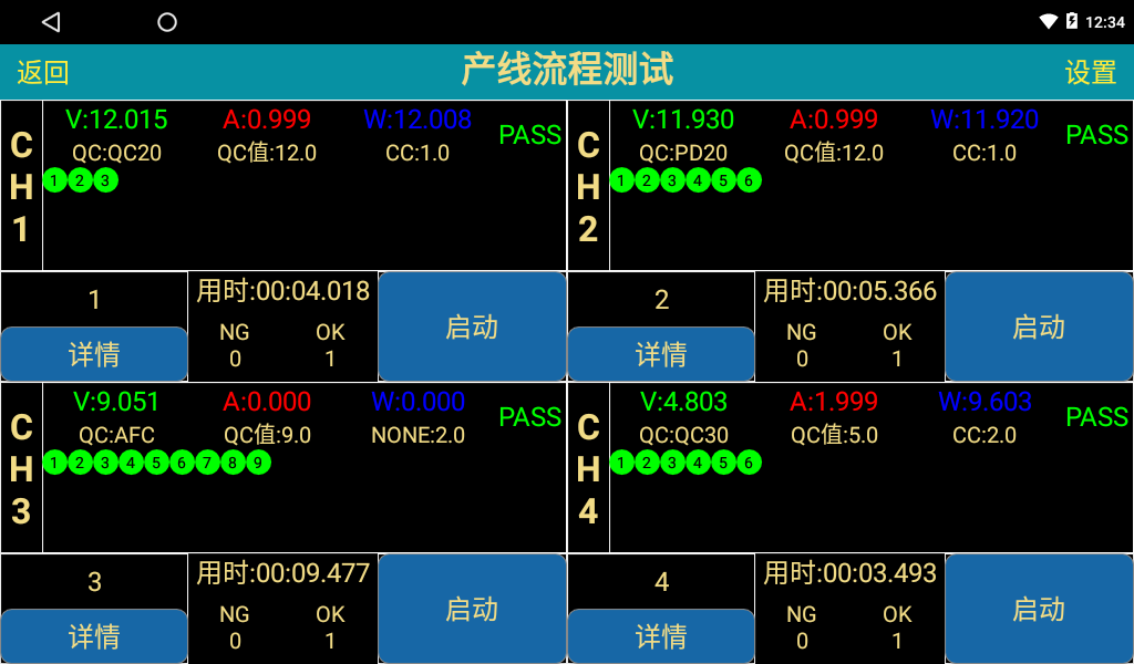 电池快充自动测试仪CH9721P+闪充FCP/SCP多协议混合测试CH9722P C CH9723P-4四通道 25V10A100W