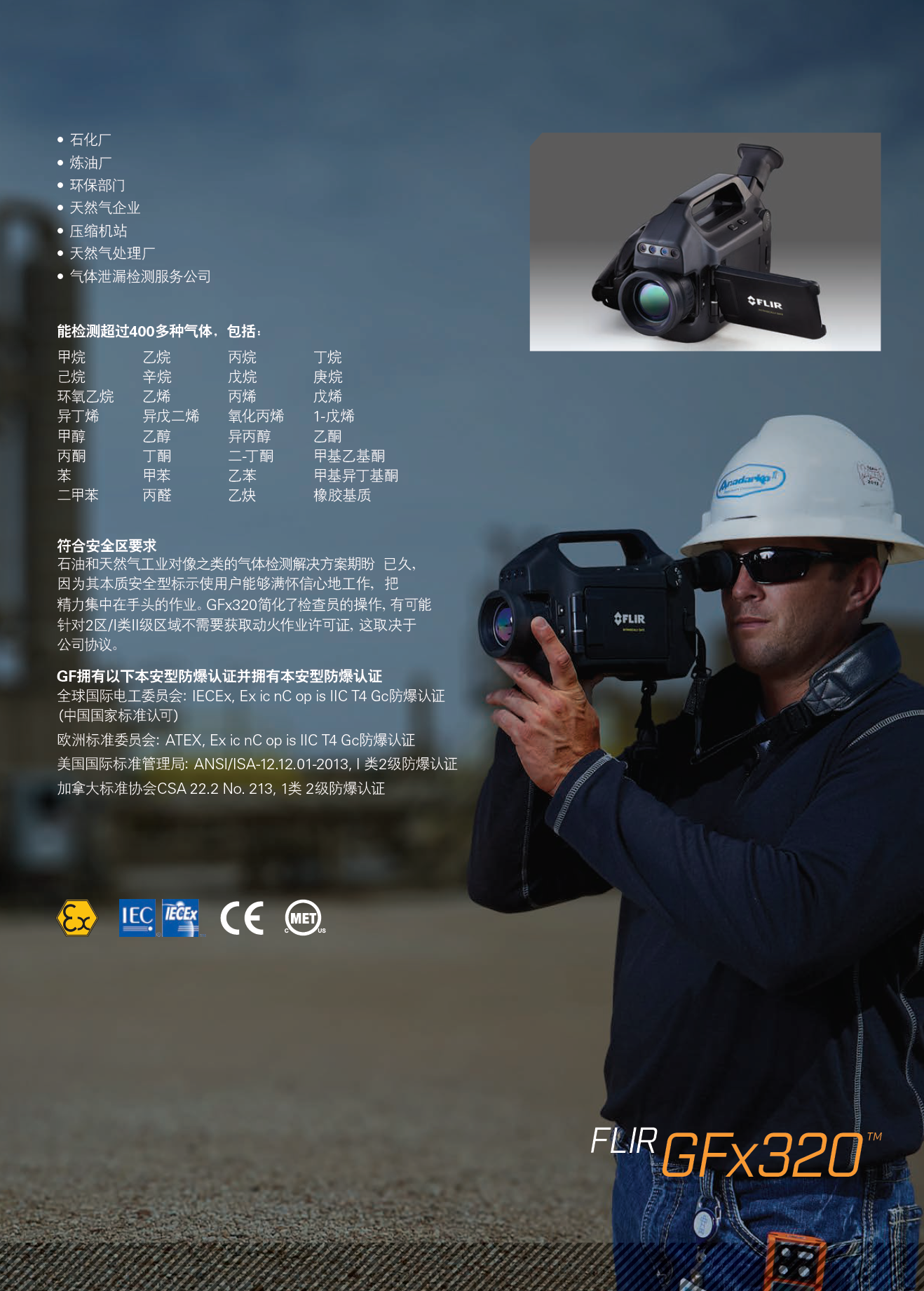 FLIR GFx320易燃易爆气体泄漏检测红外热像仪 本质安全防爆型