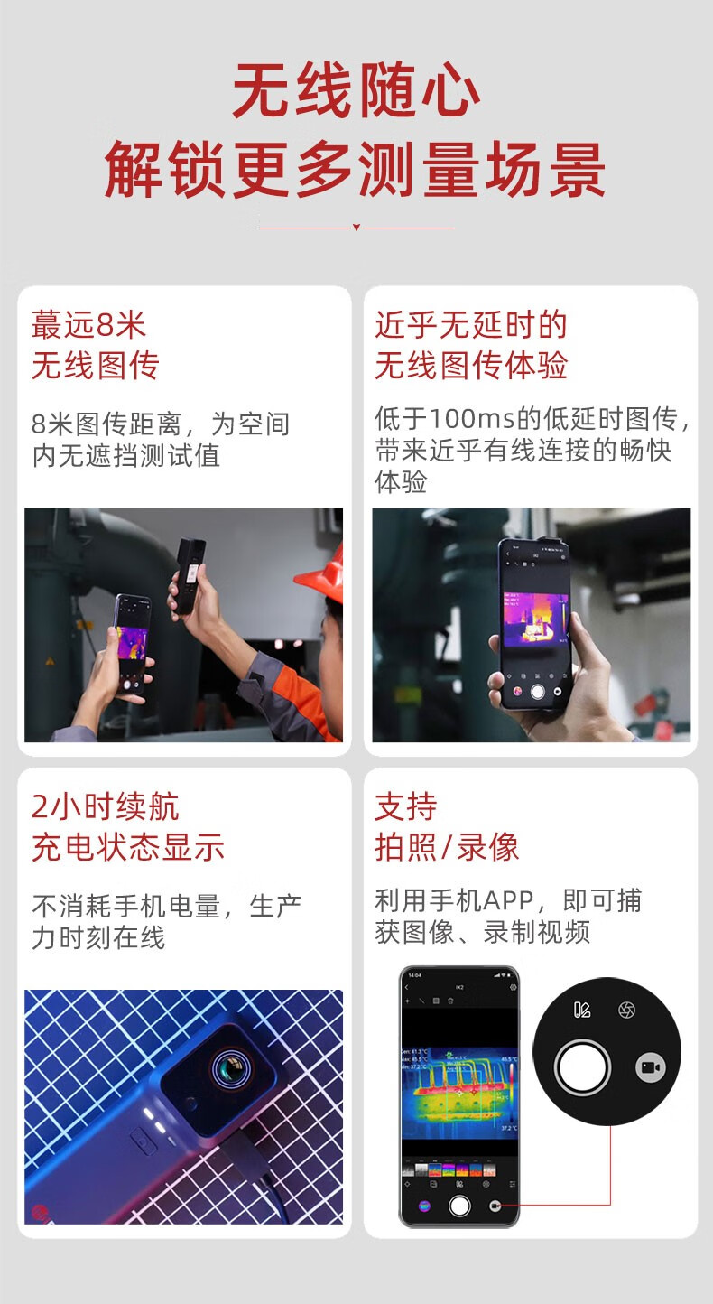 艾睿光电IX2无线手机红外热成像仪高精度工业电力地暖漏水测温热像仪550℃ IX2