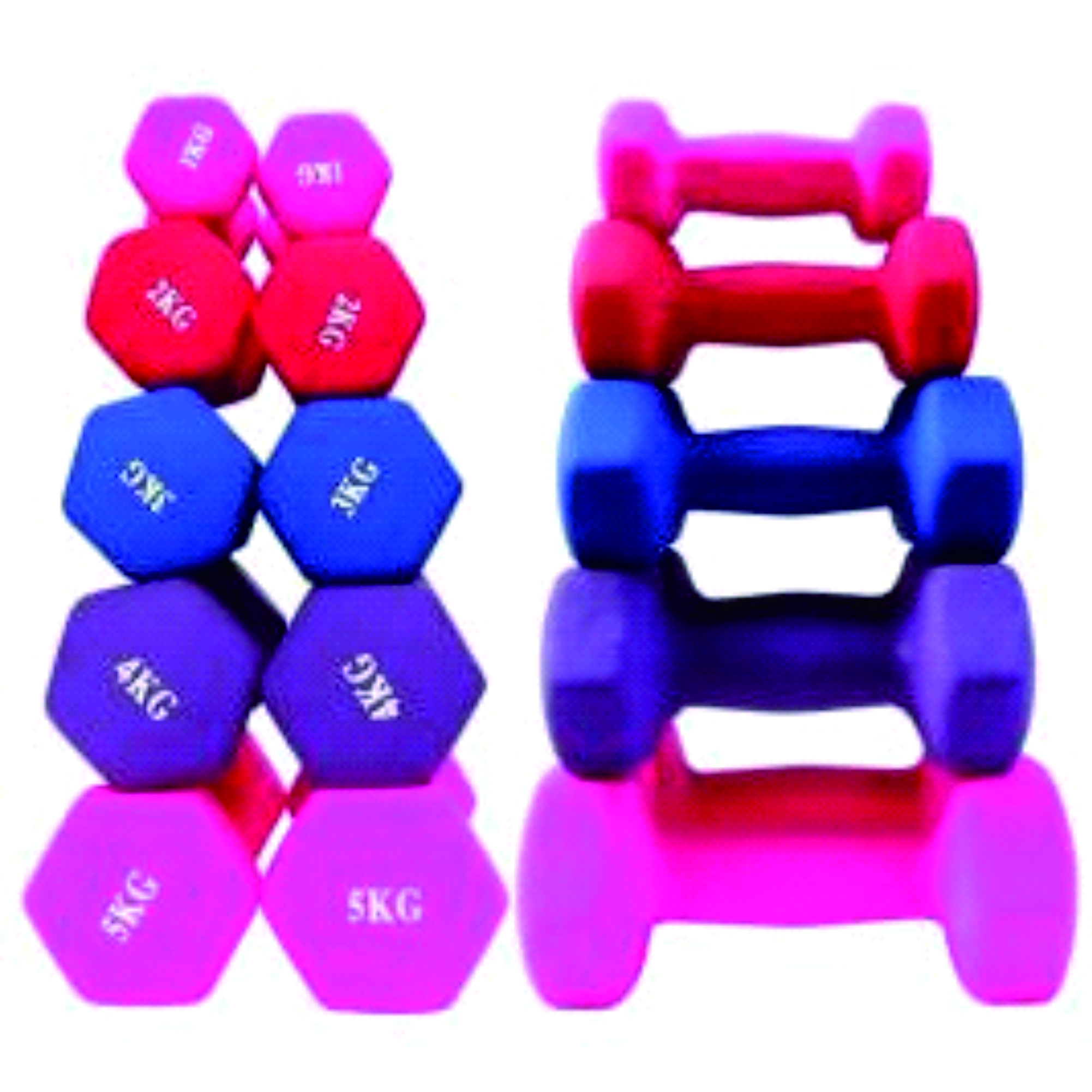 Colored rubber dumbbells