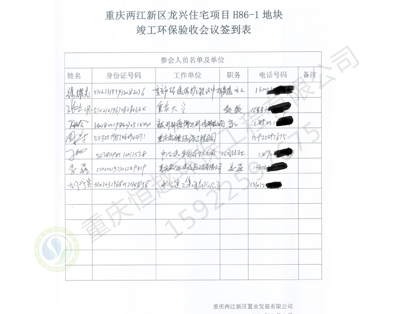 环保验收会议签到表