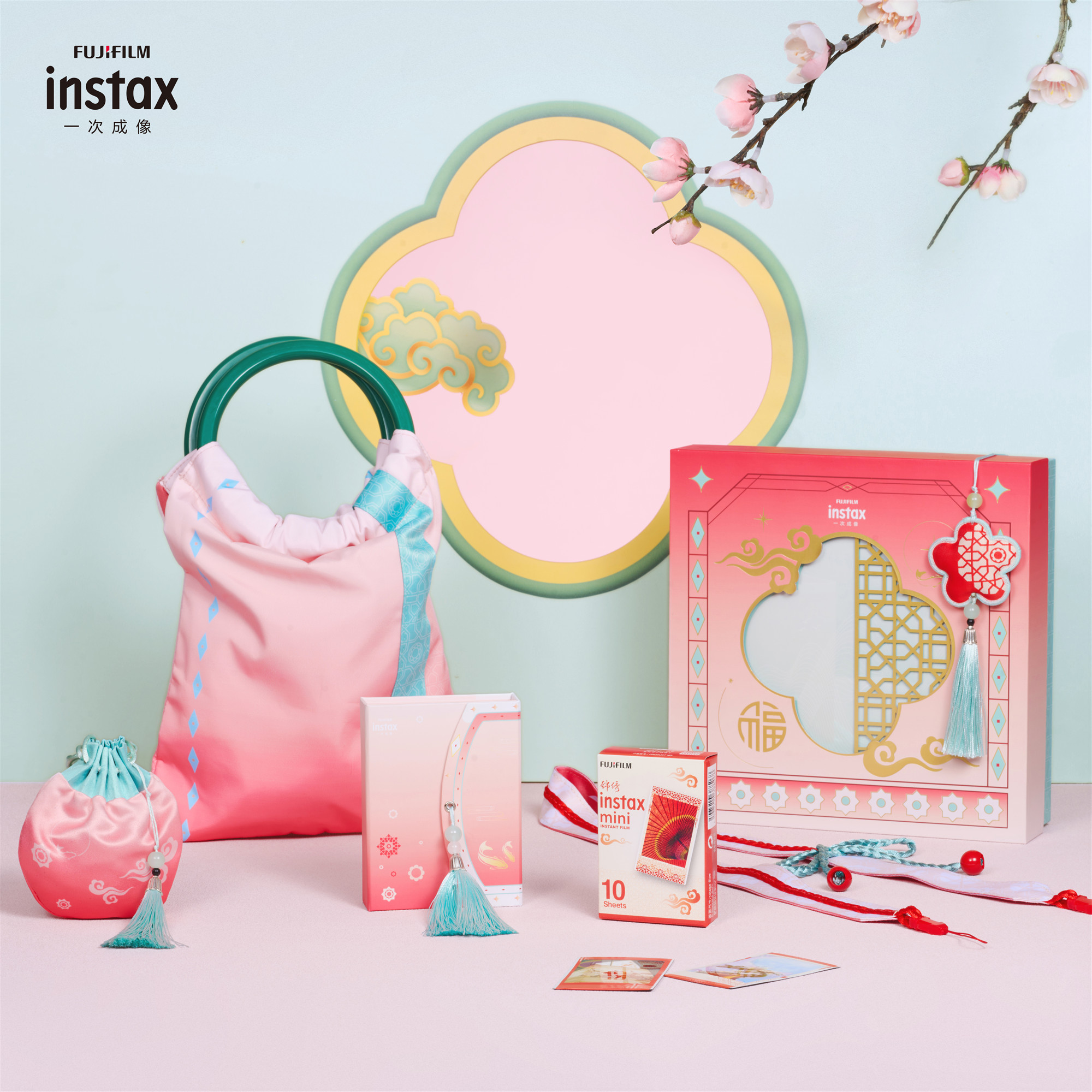 富士instax配件盒新年锦绣相纸套装