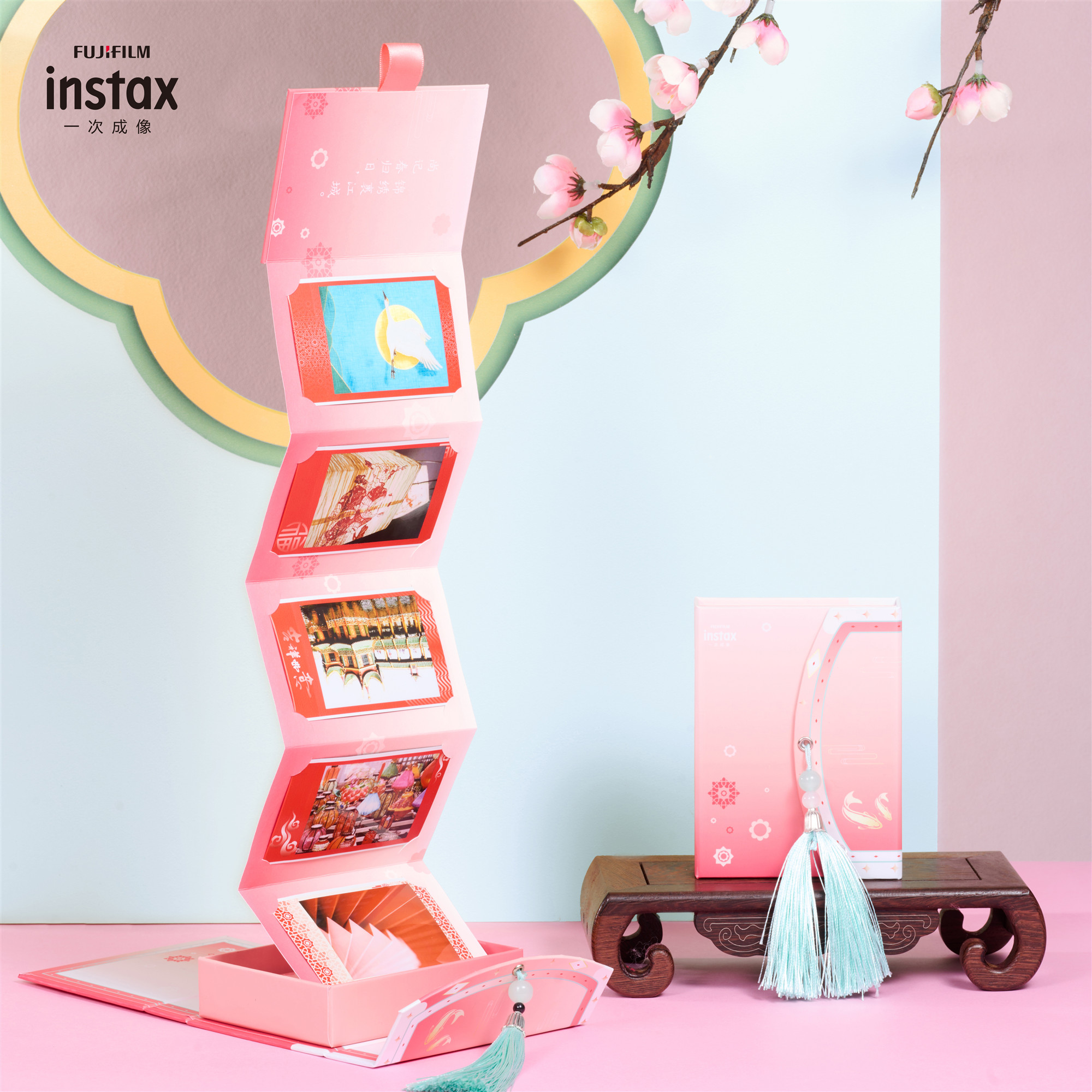 富士instax配件盒新年锦绣相纸套装