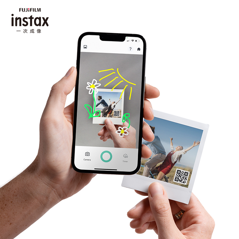 富士instax方形手机照片打印机 SQUARE Link 标配赠20张拍立得相纸