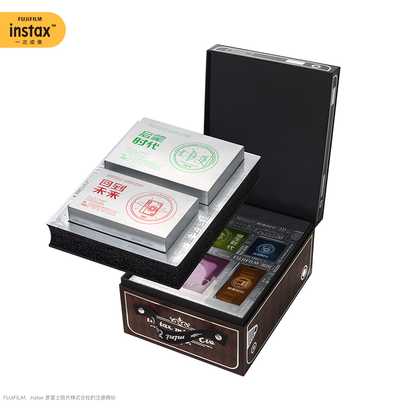 富士instaxmini EVO 造梦时代礼盒黑色经典礼物套装含拍立得相纸